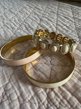 J CrewGold-Tone Cream & Blush Stackable Bangle Bracelet Set
